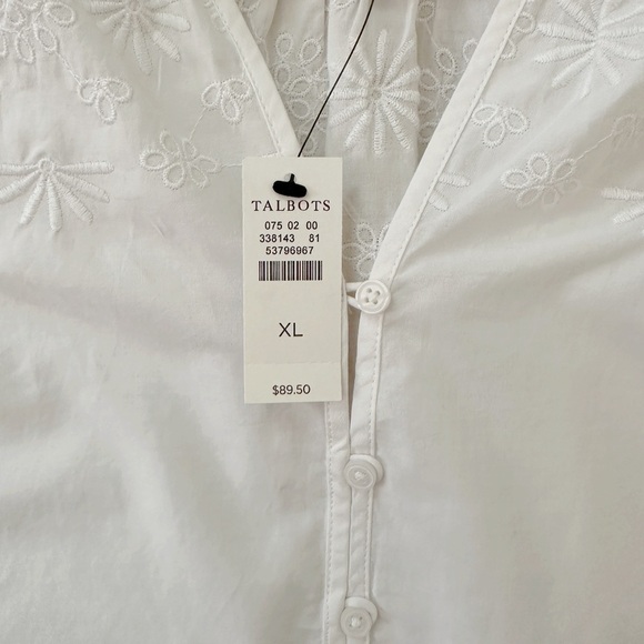 NWT Talbots Embroidered Eyelet Lace Poplin Popover Long Sleeve Scallop Ruffle XL - Picture 6 of 8